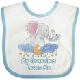 thumbnail image 3 of Inktastic My Grandma Loves Me Cute Elephants Clouds Moon and Stars Boys or Girls Baby Bib, 3 of 4