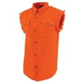 thumbnail image 5 of Milwaukee Leather DM1003 Men's Orange Lightweight Denim Shirt with Sleeveless Frayed Cut Off Small, 5 of 7