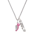 thumbnail image 1 of Delight Jewelry Silvertone Hot Pink Running Shoe Silvertone Best Friends Forever Bar Charm Necklace, 23", 1 of 4