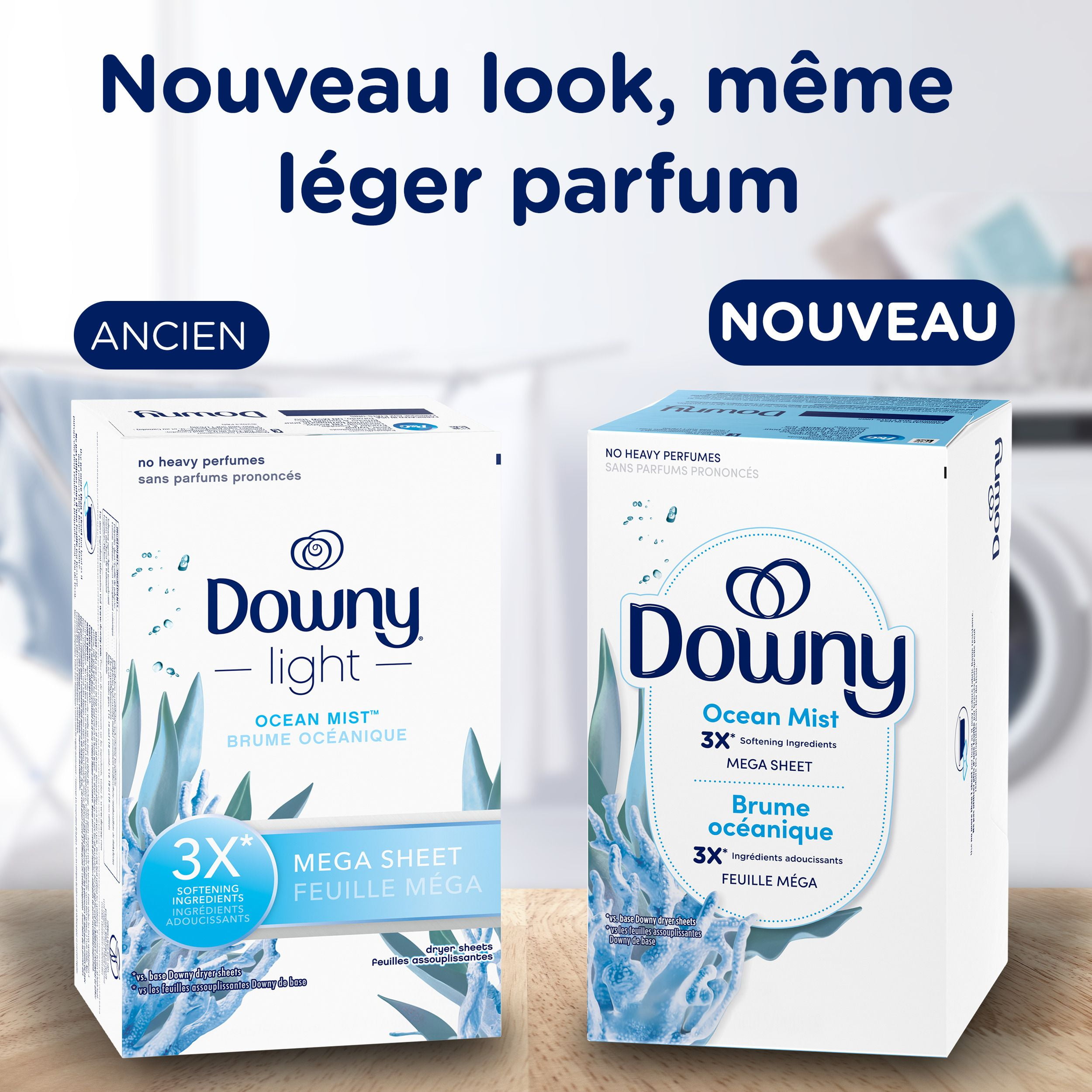 Downy Light Mega Dryer Sheets, Laundry Fabric Softener, Ocean Mist 120CT