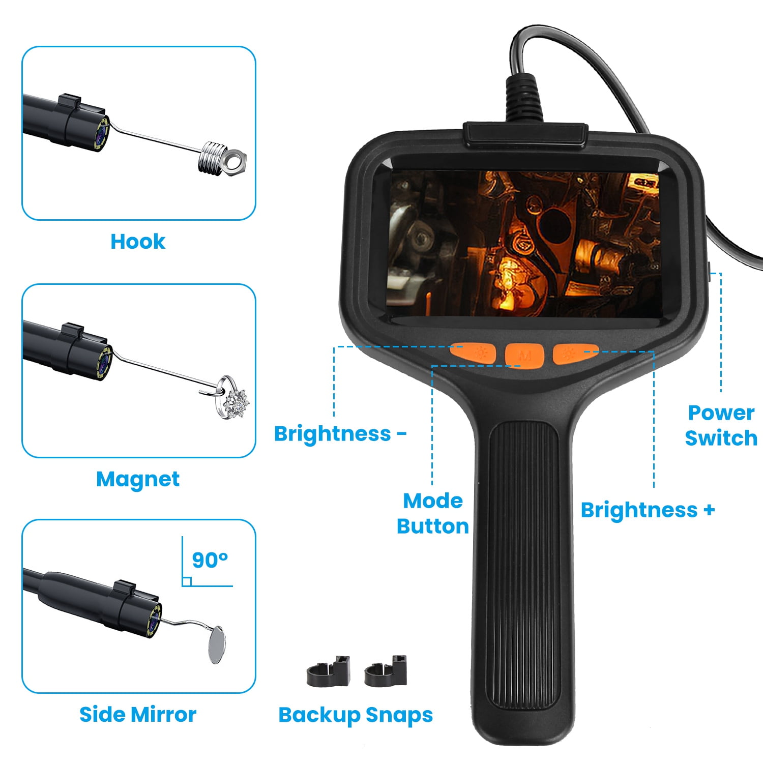 4.3in Borescope,  Endoscope Camera with Light, IP67 Waterproof Endoscope, 1080P HD Inspection Camera, with 16.4ft Wire