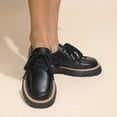 thumbnail image 5 of Black Women'S British Style Round Toe Shoes With Lace Up And Matte Finish For Everyday Comfort In Outdoor Wear, 5 of 9