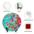 thumbnail image 4 of Gaeub Cartoon Map Of Europe Print Ceramic Plate,Dinner Plates,Bone China Decorative Plates with Display Stand,Art Ceramic Ornaments for Wall Hanging Decoration-7in, 4 of 6