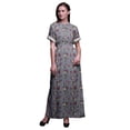 thumbnail image 1 of Bimba Robe Longue en Rayonne à Feuilles et Fleurs, Taille Smockée, Imprimée, Fente Latérale, Robe pour Femme - Xxx-Grand, 1 of 6