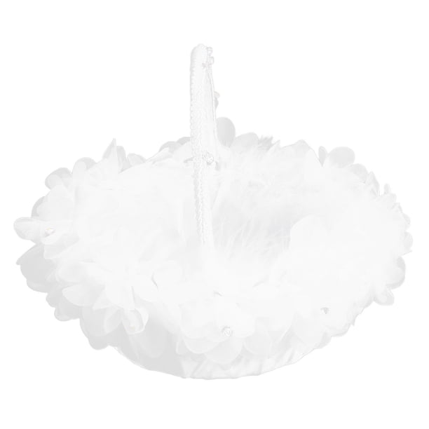 Cesta De Flores Blancas, Cesta De Flores De Boda, Encaje De Pétalos, Plumas De Avestruz Artificiales Para Fiesta