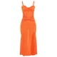 thumbnail image 1 of VISgogo Vestido largo ahuecado para mujer, sin mangas, de color sólido, de corte bajo, fruncido, de una pieza, vestido ajustado sin espalda con abertura alta VISgogo moda, 1 of 9