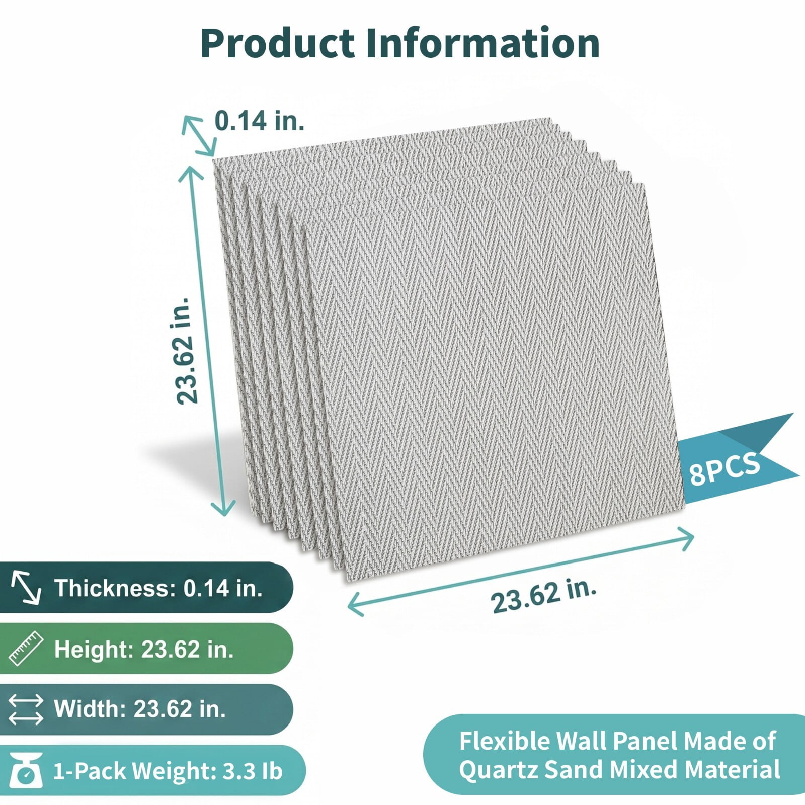 Easy4Home 8Pcs 24"x24" Flexible Stone Wall Panels 3D Faux Stone Woven Texture Decorative Wall Tiles for Interior and Exterior Wall, White