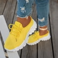 thumbnail image 4 of HTHLVMD Lightweight Walking Sneakers for Women, Women's Casual Platform Sneakers, Women's Mesh Orthopedic Running Walking Sneakers Lightweight Breathable Lace Up Tennis Sneakers, Yellow 8, 4 of 4
