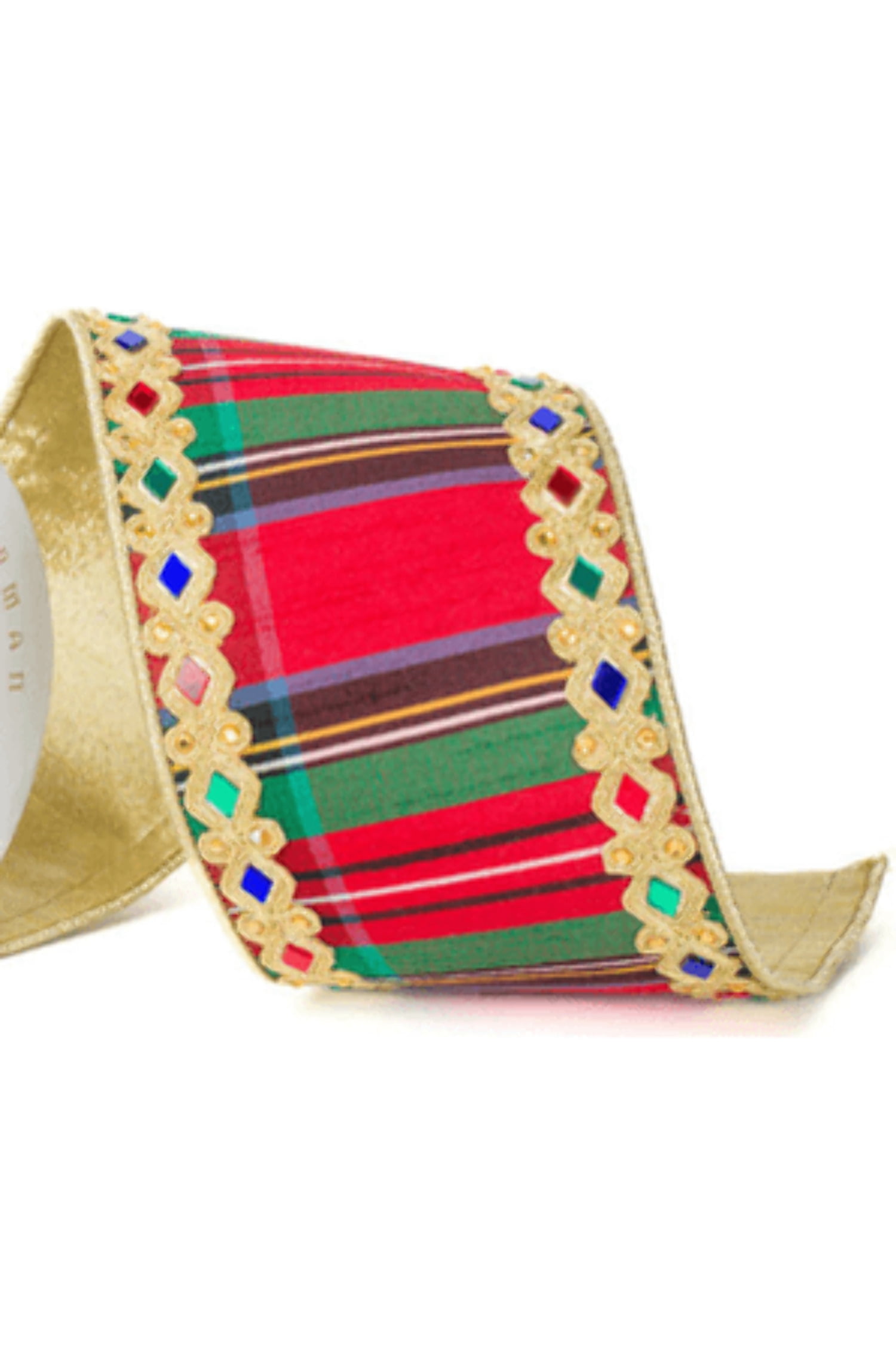 Vickerman QK240955 4 in. x 10 Yards Multi Color Traditional Plaid Wired Ribbon