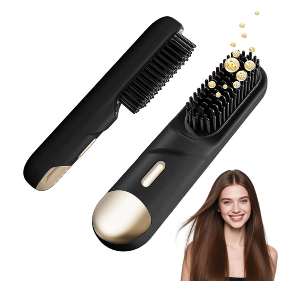 Numoya Gobrush Pro 2026 Hair Straightener Brush,300 Million Negative Ionic Portable Cordless Hair Straightener With 4 Temps Fast Heating Mch Ceramic Coating,Go Brush Pro Hair Numoya