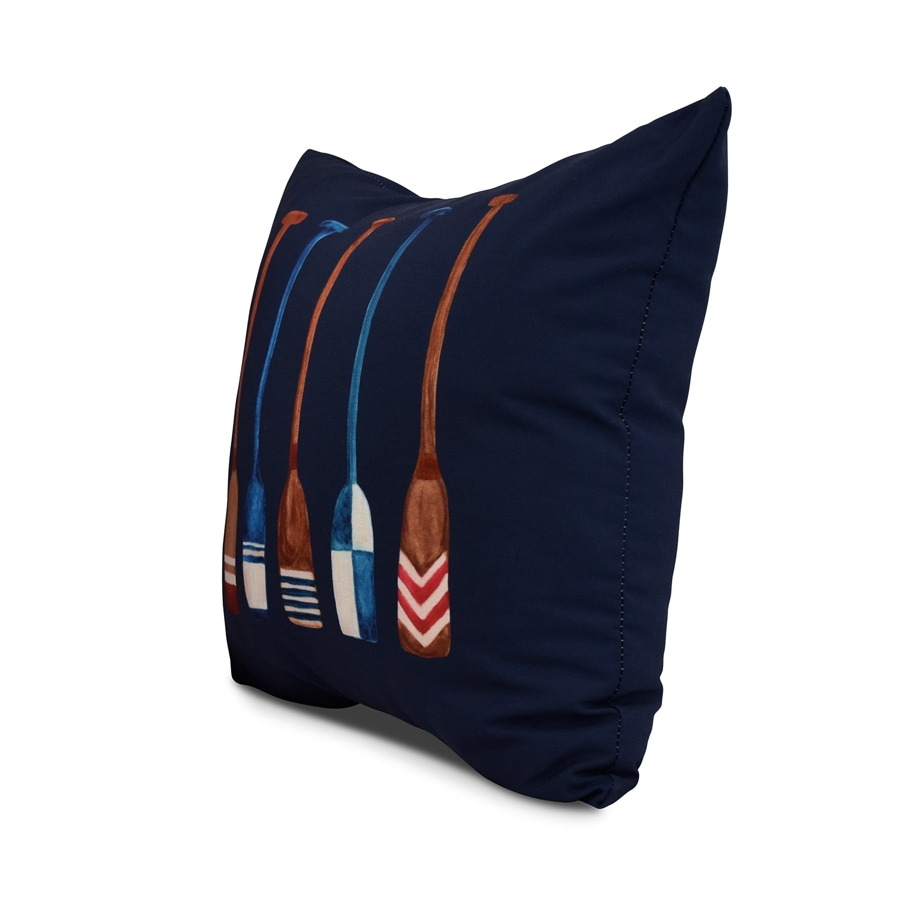 Simply Daisy, 20 x 20 inch, Oar Multi Painted, Geometric Print Pillow, Navy