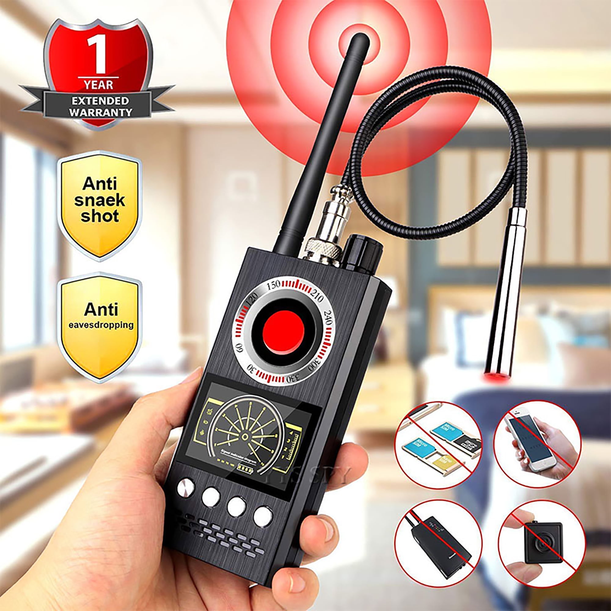 MOUIND Anti Spy Detector,Hidden Camera Detector & RF Finder,Bug
