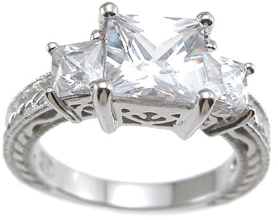 ViVi Ladies Engagement sterling silver  Diamond Ring 8440a gift for her 