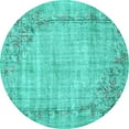 thumbnail image 1 of Ahgly Company Machine Washable Indoor Round Oriental Turquoise Blue Asian Inspired Area Rugs, 8' Round, 1 of 4