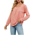 thumbnail image 1 of Timegard Long Sleeve Tops for Women Square Neck Ruched Comfy Tee Shirts Fall Casual Loose Tops Blouse, 1 of 4