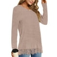 thumbnail image 3 of UVN Fall Tops for Women Long Sleeve Lace Trim V Neck Blouses Dressy Casual A Line Tunic Shirts, 3 of 8