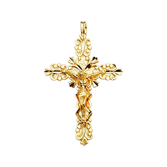 14k Yellow Gold Crucifix Religious Faith Cross Pendant Necklace 24x36mm Pendant for Women