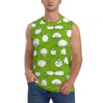 thumbnail image 2 of Lsque Funny Sheep Doing Yoga Print Men's Cotton Blend Sleeveless Muscle Shirts (S-3XL)- Moisture Wicking, Odor Protection, UPF 30+,XX-Large, 2 of 8