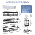 thumbnail image 2 of Shower Caddy 6 Pack, Adhesive Shower Shelf Rack with Soap Holder, Large Capacity Bathroom Organizers and Storage, No Drilling Wall-Mounted Bathroom & Kitchen Storage, 2 of 7