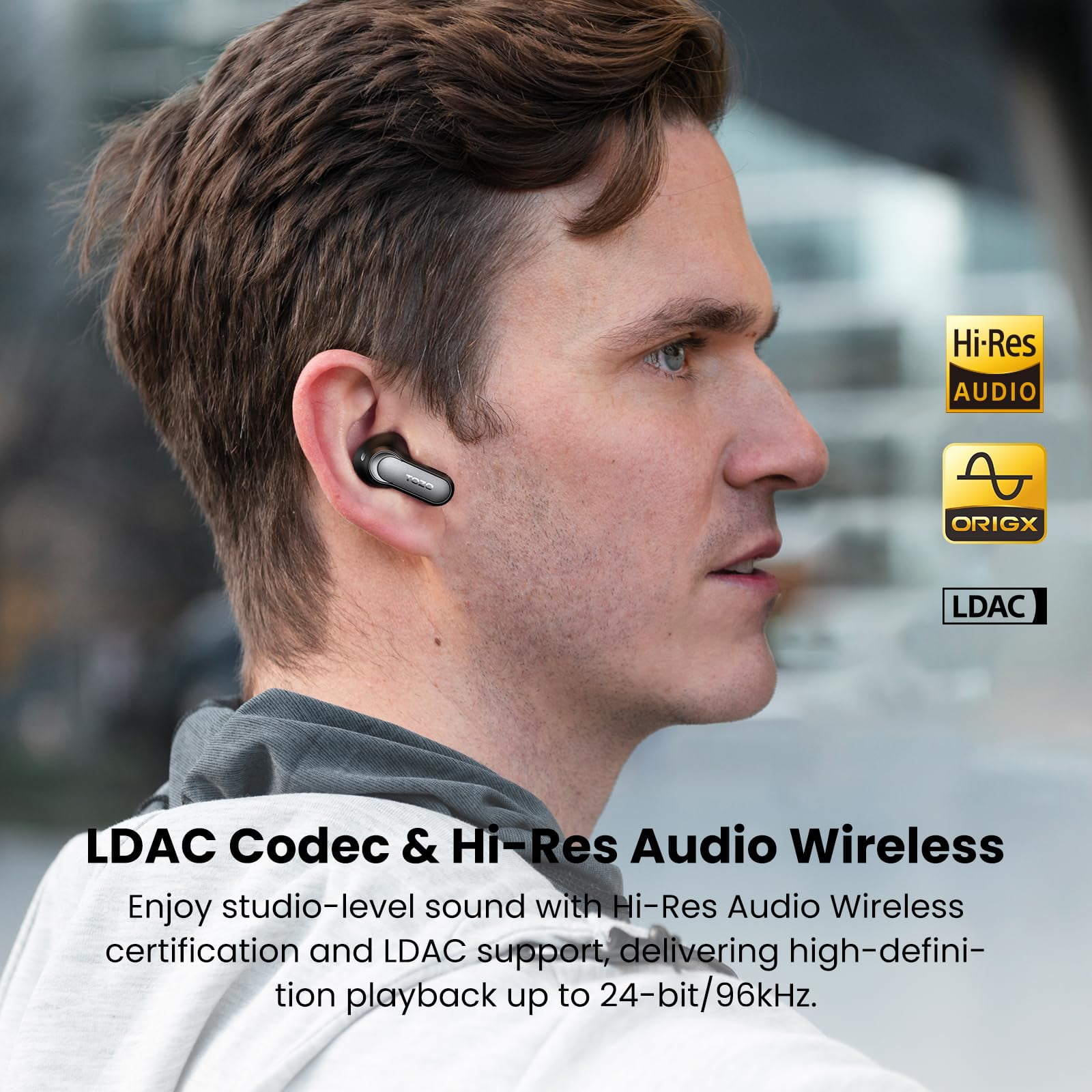 TOZO NC20 Pro Smart Touch Noise Cancelling Earbuds,Bluetooth Headphones with AI Assistant,6 Mics Clear Calls,80H,LDAC Hi-Res Audio,In-Ear Detection,Dual Pairing,App-32EQ,Waterproof Wireless Charging