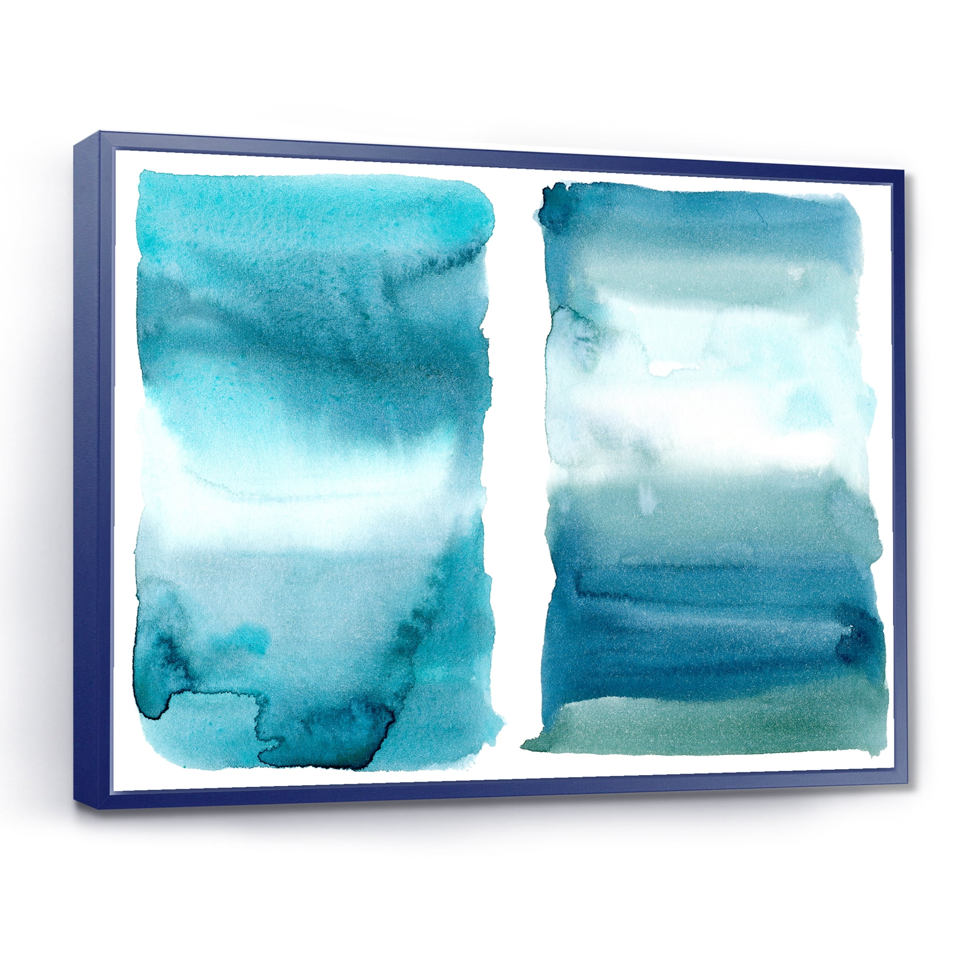 Designart 'Abstract Impression Ocean Blue Aquatic I' Modern Framed Canvas Wall Art Print