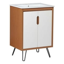 Modway Energize 24" MDF and Particleboard Bathroom Vanity in Cherry/White