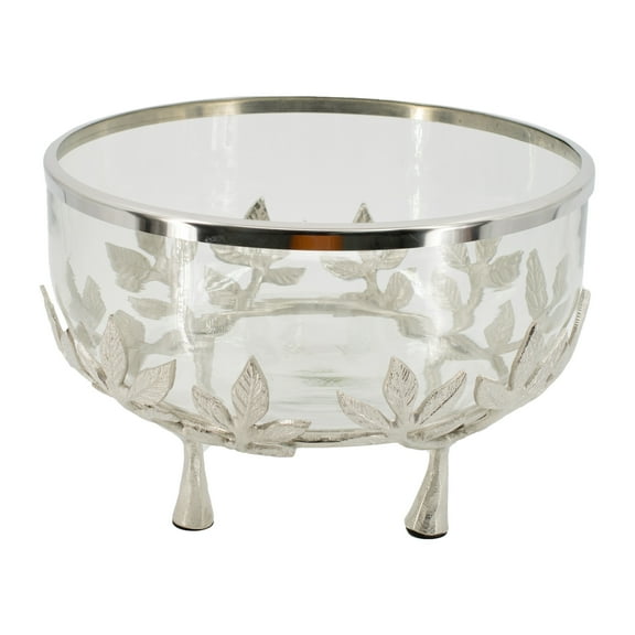 13.5 x 13.5 x 8" Glass Bowl with Ring and Floral Stand