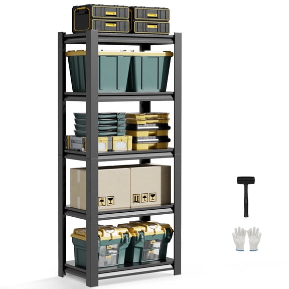 CXUZCZ 63" H Storage Shelves,5-Tier Heavy Duty Garage Shelving,Adjustable Shelving Unit,Metal shelf,Boltless Assembly Rack for Warehouse,Shed,3,000 lb Load,16 x 24 x63 Inches,Black