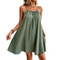 thumbnail image 2 of Asgosdo Women Summer Dresses Cotton Sleeveless Pleated Open Back Drawstring Loose Fit Casual Midi Dress, 2 of 5