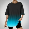 thumbnail image 3 of Tops Cortos para Mujeres, Gradiente Cuello Redondo Gota Hombro Camiseta de Manga Corta Top Casual Hecha de 95% Poliéster 5% Elastano, Camisetas Casuales para Mujer, 3 of 3