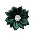 thumbnail image 1 of Xiao Hua 10 flores de cinta de satén para manualidades, flores de tela, margaritas con diamantes de imitación, cinta de satén para adornos, apliques, bricolaje, boda, verde oscuro, 1 of 5