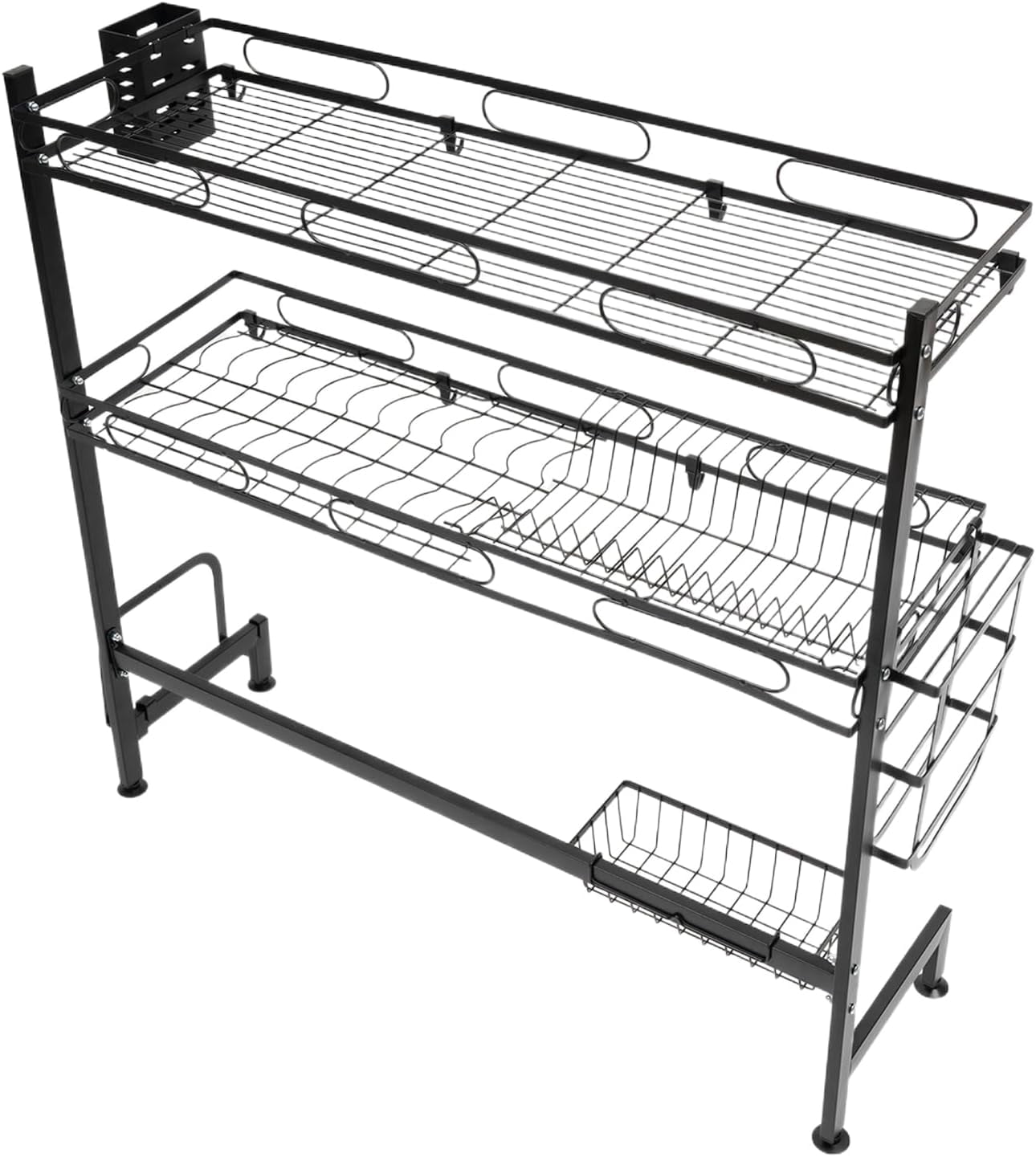 Over The Sink Dish Drying Rack 2-Tier Multifunctional Large Storage Kitchen Dish Rack for Storing Seasonings Dishes Chopsticks Cutting Boards (32.3in)