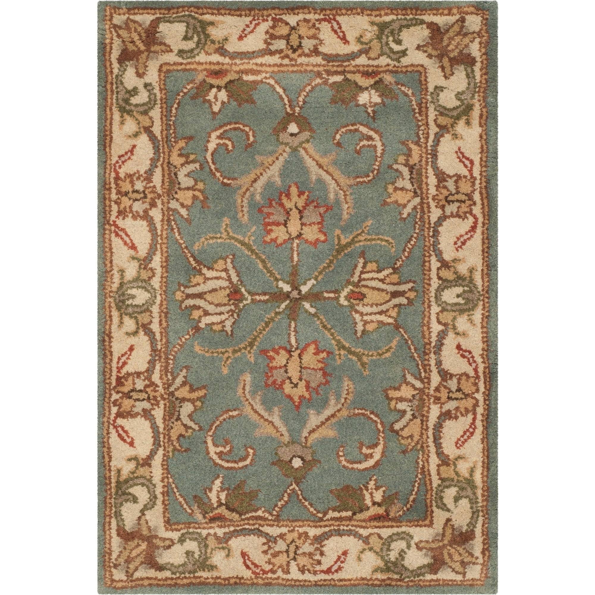 SAFAVIEH Heritage Cheshunt Traditional Wool Area Rug, Blue/Beige, 2' x ...