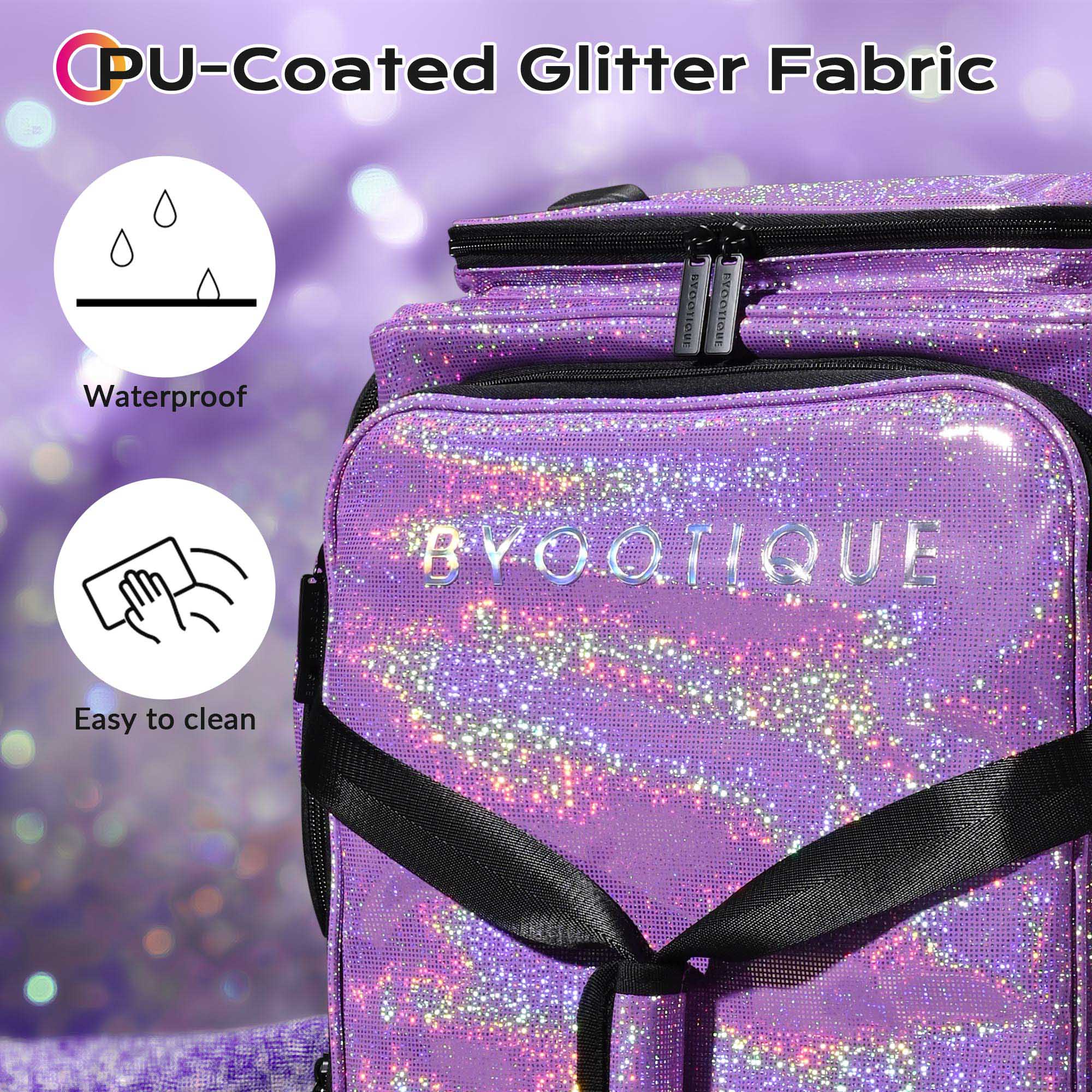 Byootique Rolling Dance Bag with Garment Rack Dream Duffel Bag Recital Bag Travel Duffle Organizer for Dance Competition Performances FA Amethyst