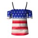 thumbnail image 4 of Moda Mujer Causal V-Cuello Día de la independencia Blusa con estampado de encaje Camiseta de manga corta Tops de verano Fridja hjk4254, 4 of 5