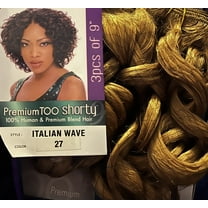Sensationnel Premium Too Shortly  100% Human Hair Blend Hair Weaving- Style:Italian Wave 3Pcs Of 9” ( Color:#27)