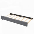 thumbnail image 4 of Grey Full Upholstered Platform Bed with Trundle - Linen Upholstery & Multifunctional, 4 of 19
