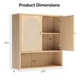 thumbnail image 5 of Ktaxon Rattan Bathroom Cabinet Wall Mount, Medicine Storage Organizer with 2 Door and 1 Adjustable Shelves, Oak Rattan, 5 of 9