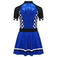 thumbnail image 4 of iiniim Kids Girls Racer Racing Driver Costumes Halloween Cosplay Party Dress Up Shiny Sequins Dance Dress Royal Blue 8, 4 of 7