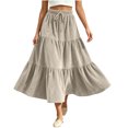 thumbnail image 5 of Ihhxva Pleated Skirt for Women Velvet Tiered Long Drawstring Maxi Elastic Waist Winter Holiday Gathering S-2XL, 5 of 9