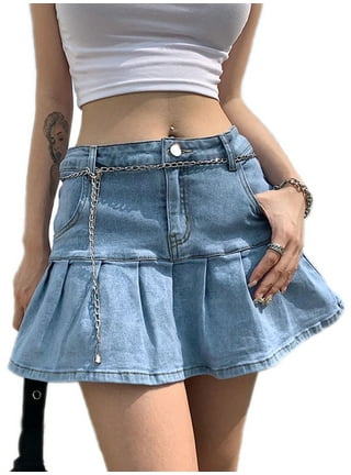 Denim Pleated Skirt