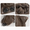 thumbnail image 6 of Jiibva PU Leather Bomber Hat Retro Windproof Plus Fluff Pilot Hat Lining Winter Ear Protection Hat Thickened Warm Trapper Hat with Earflaps, 6 of 7