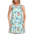 thumbnail image 1 of Fotbe Sea Shells 2 Vestido de Verano sin Mangas para Mujer – Vestido Midi Línea A, Estilo Camiseta Floral, Vestido Playero Casual y Fluido, 1 of 7