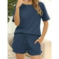thumbnail image 2 of Cuteduck Waffle Knit Lounge For Women Two Piece Outfits Short Sleeve Top and Shorts Pajama Sets Tracksuit Sweatsuits S-XXL, 2 of 5
