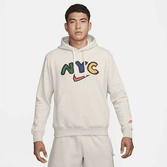 Nike Sportswear Club Fleece Men's Pullover Graphic Hoodie Color: Oatmeal Heather/Sail Size: L