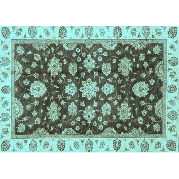 Ahgly Company Indoor Rectangle Oriental Light Blue Traditional Area Rugs, 6' x 9'