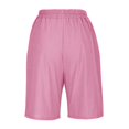 thumbnail image 6 of Mohiass Women's Summer Cotton Linen Bermuda Shorts Loose-Fit Elastic Waist Knee Length Cosy Shorts Casual Beach Shorts with Pockets Pink 2XL, 6 of 9