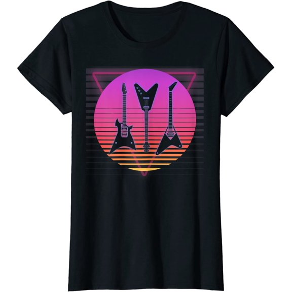 Guitar Music Band Rock Retro Vaporwave Vintage 80s 90s T-Shirt