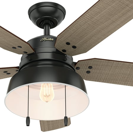 Hunter Fan 52 Rustic Ceiling Fan In Matte Black With Led Open