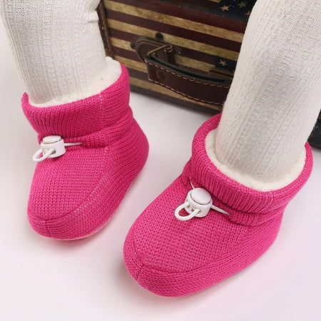 

Cathalem Baby Rain Shoes Fashion Toddler Colorful Little Girls Winter Warm Kids Baby Knitted Pre Size 3 Shoes for Baby Girls B 12 Months